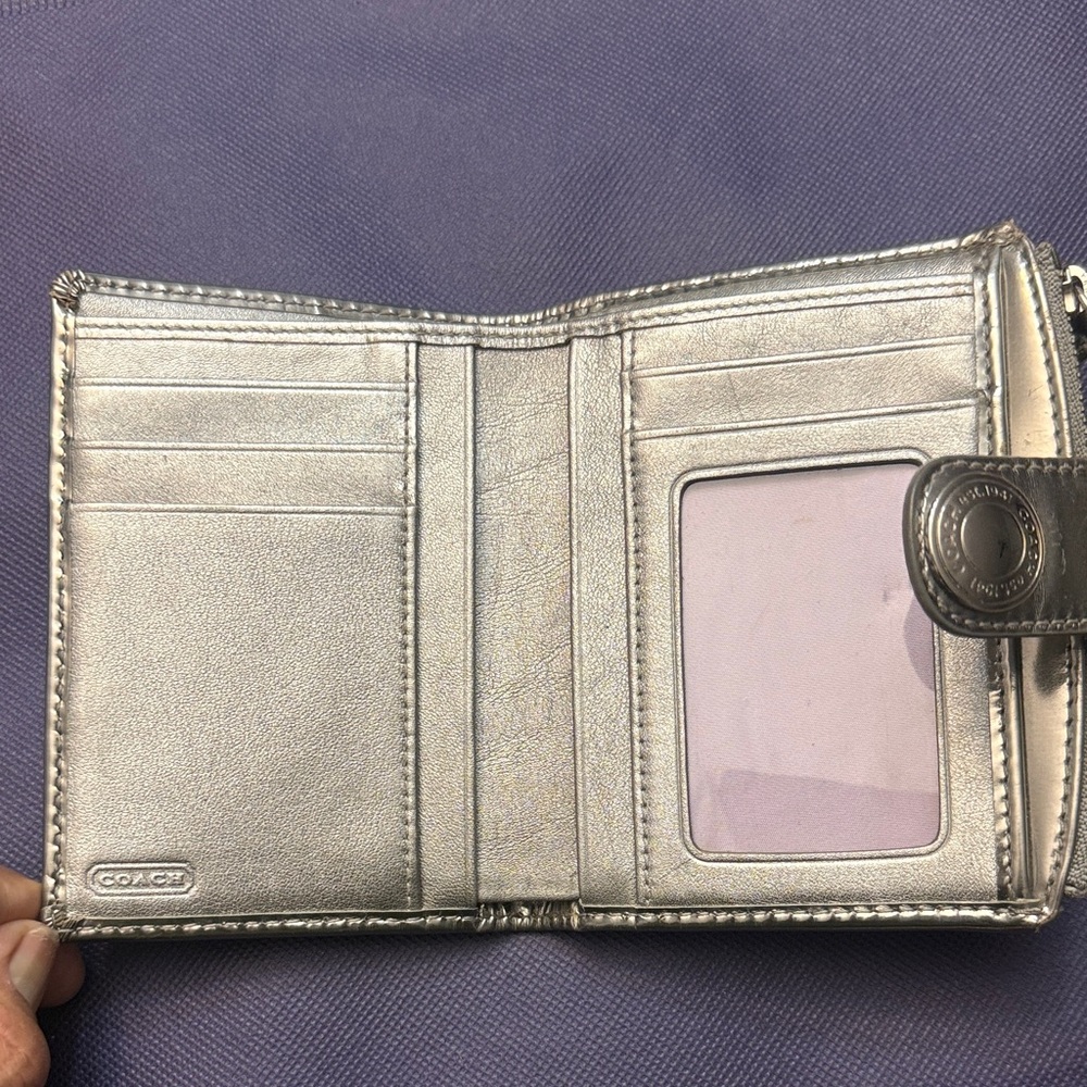Coach Metallic Silver and Gray Wallet - Picture 2 of 8